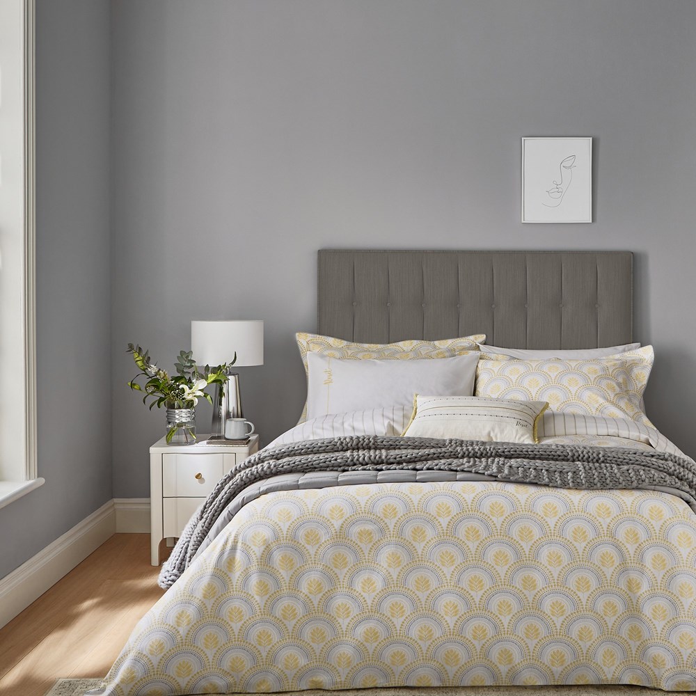 Reset Sprig Sunrise Bedding By Katie Piper in Silver Yellow
